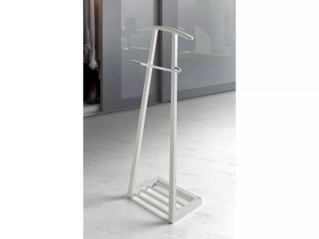 Valet de nuit - H111cm x L46cm x P29cm - hêtre massif blanc - Zeta