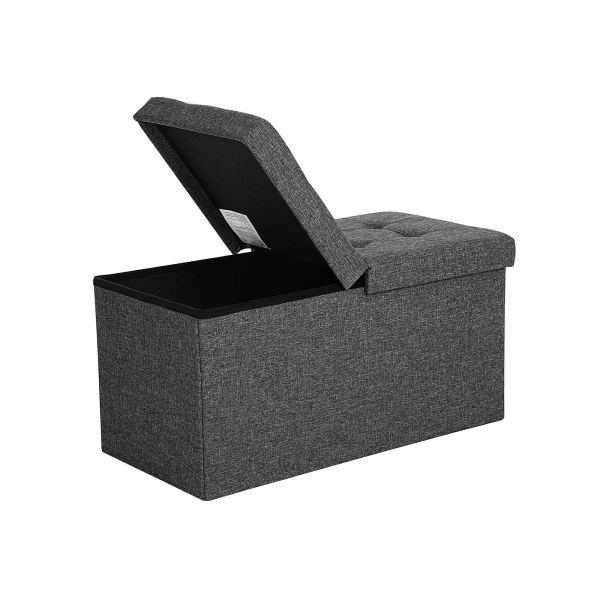 Songmics Banco de Armazenamento 80L 76x38x38cm Cinza Escuro