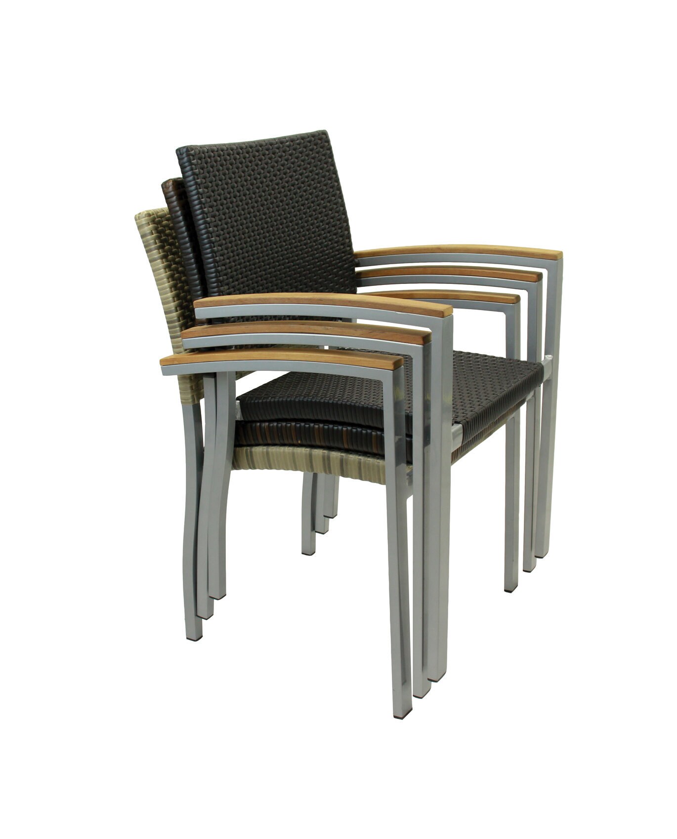 4x Konway BORNEO Stapelsessel Schwarz Premium Polyrattan Garten Sessel Stuhl Set