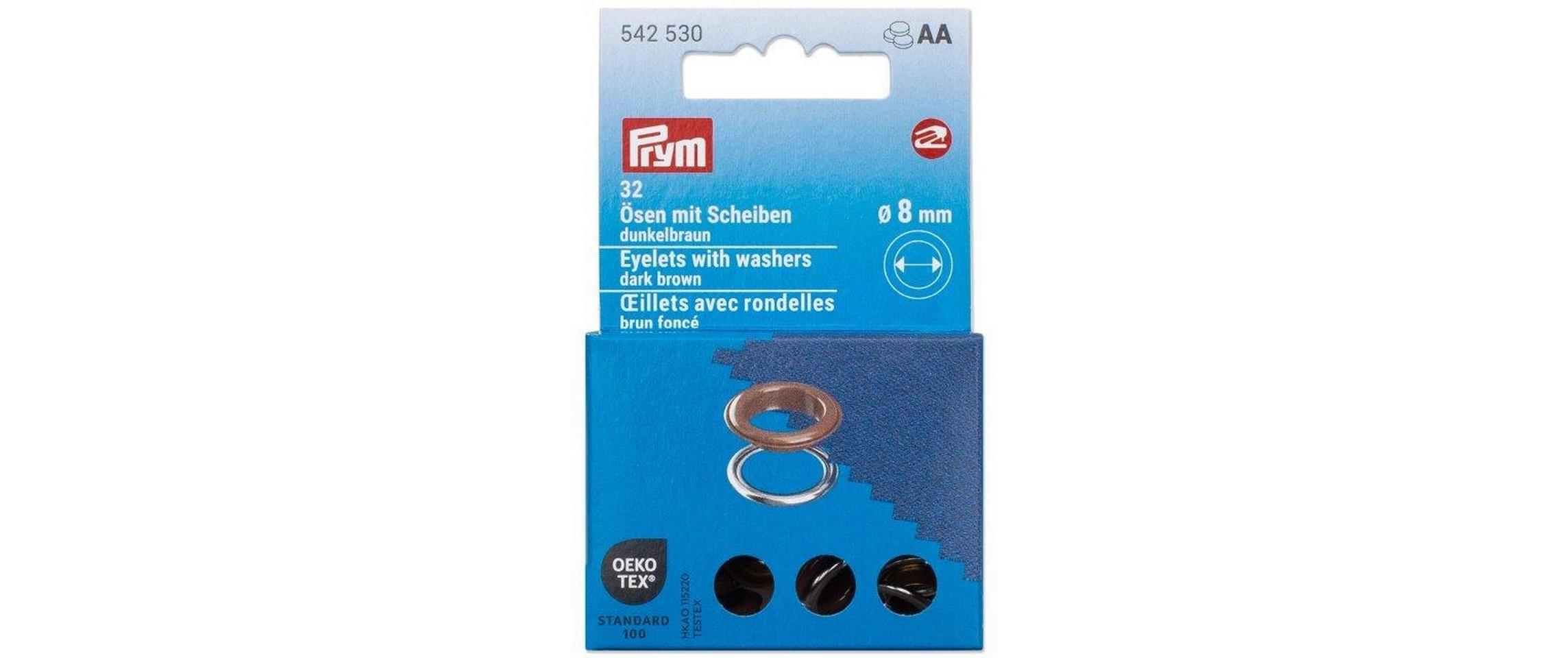 Ösen mit Scheiben, 8 mm Dunkelbraun, SilberNähfreie Ösen