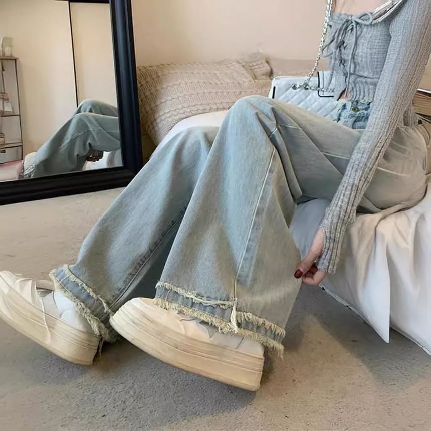 Coline - High Rise Washed Wide Leg Jeans