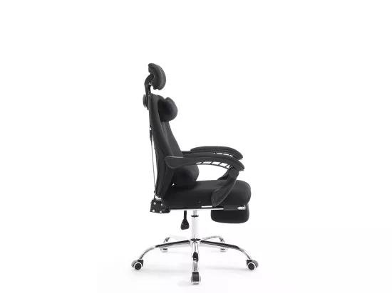 Chaise de bureau - Similicuir & Métal chromé - Noir - Fellow