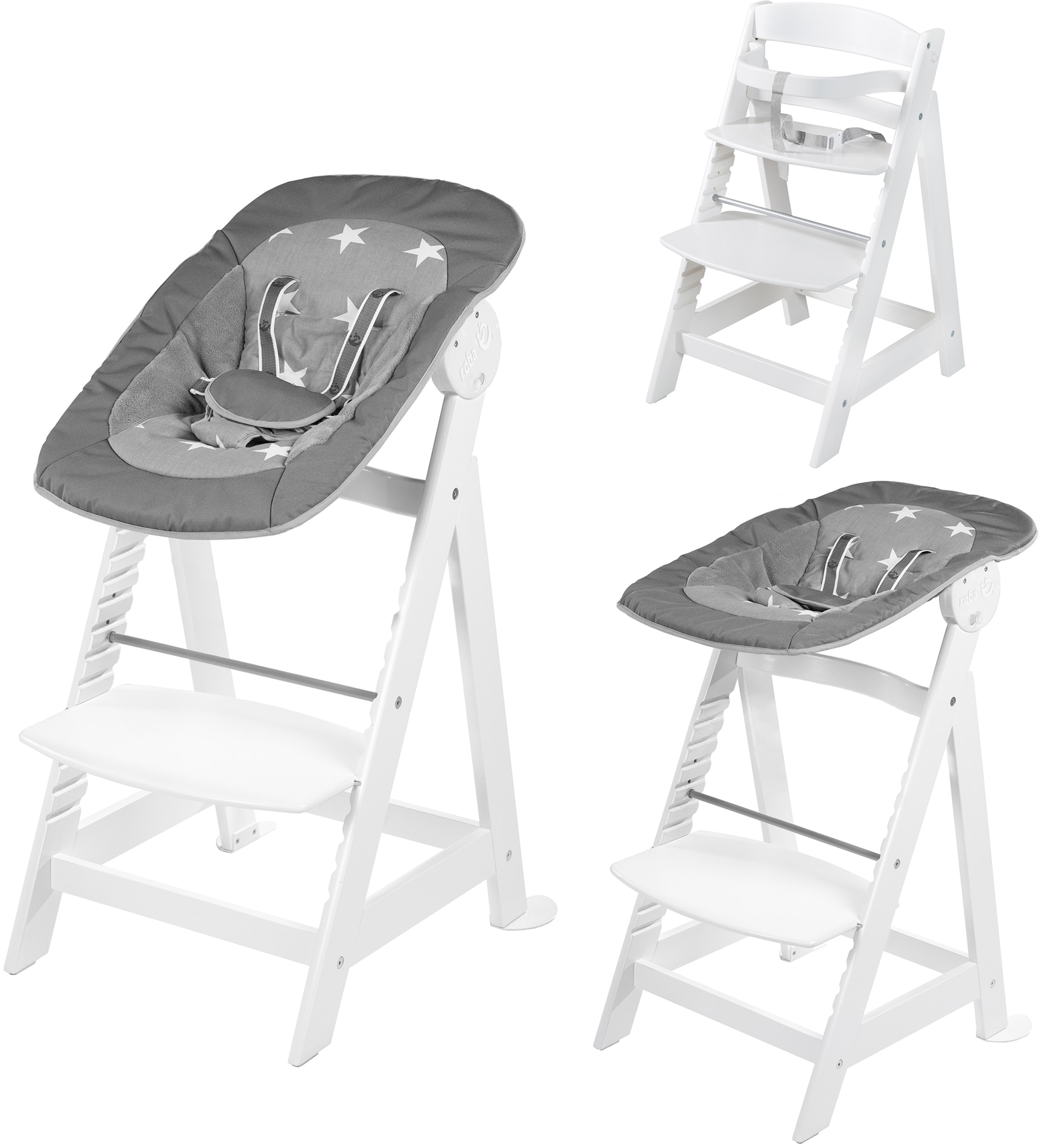 roba® Hochstuhl »2-in-1 Set Born Up, Little Stars« () mit Neugeborenen-Aufsatz