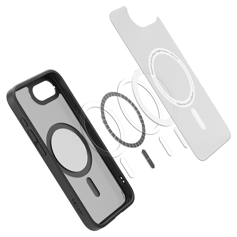 iPhone 16e Ultra Hybrid MagSafe Hülle TPU Bumper Acryl Rückseite Air Cushion Fallschutz (ACS09144) - Frost Black