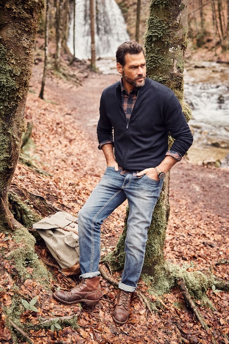 Strickjacke, Wollmix, Stehkragen, Zipper