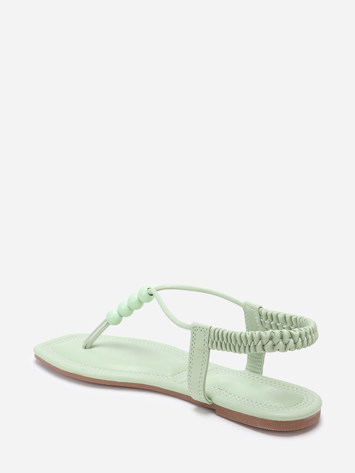Nu-pieds carrés s à perles- Vert