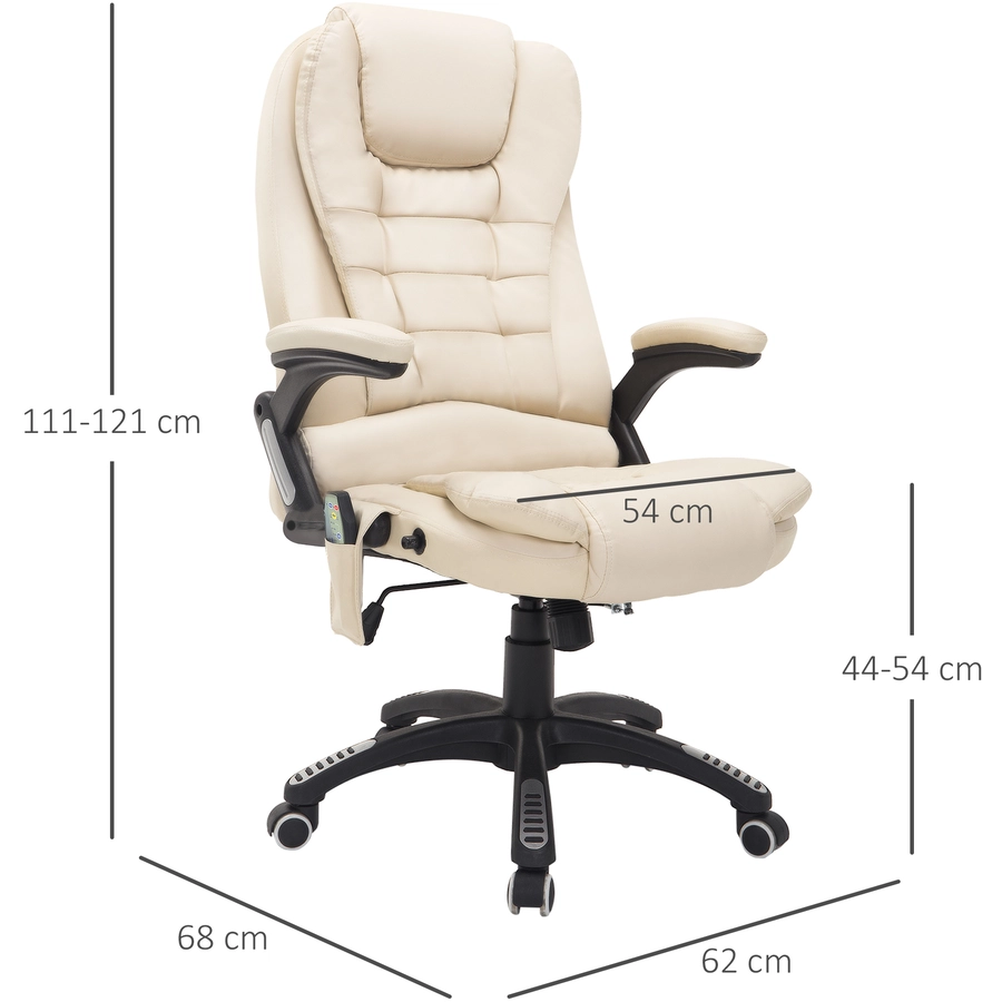 HOMCOM Bürosessel  Chefsessel mit Massagefunktion creme
