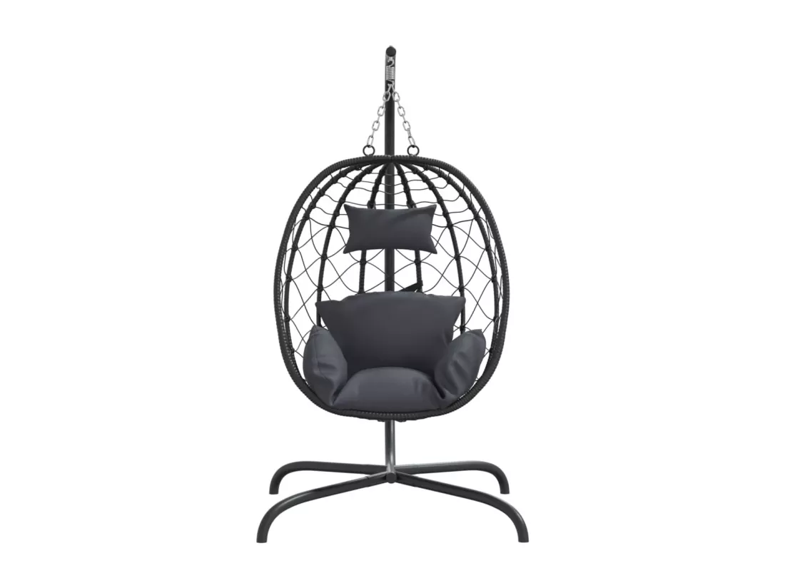 Chaise suspendue en forme d'œuf avec coussin Anthracite