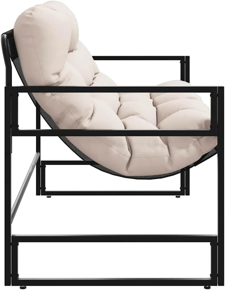 vidaXL Gartenbank mit Kissen Taupe 113 cm Stahl, Bank, Parkbank, Outdoor Bank, Außenbank, Terrassenbank, Sitzbank