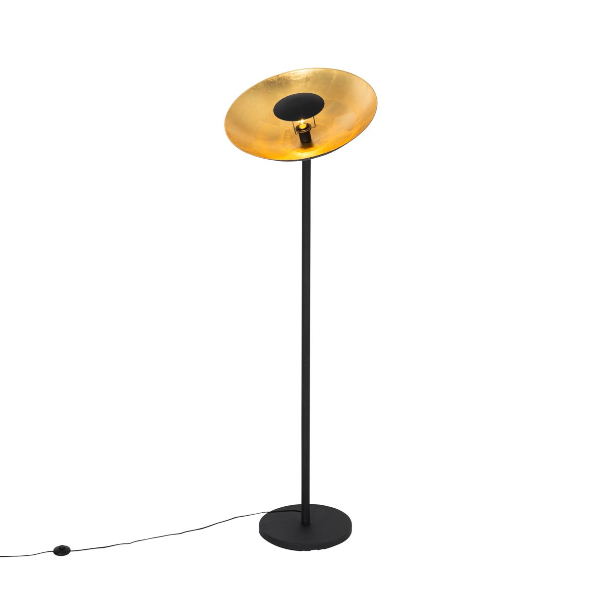 Industriële vloerlamp zwart met gouden binnenkant 60 cm - Magnax