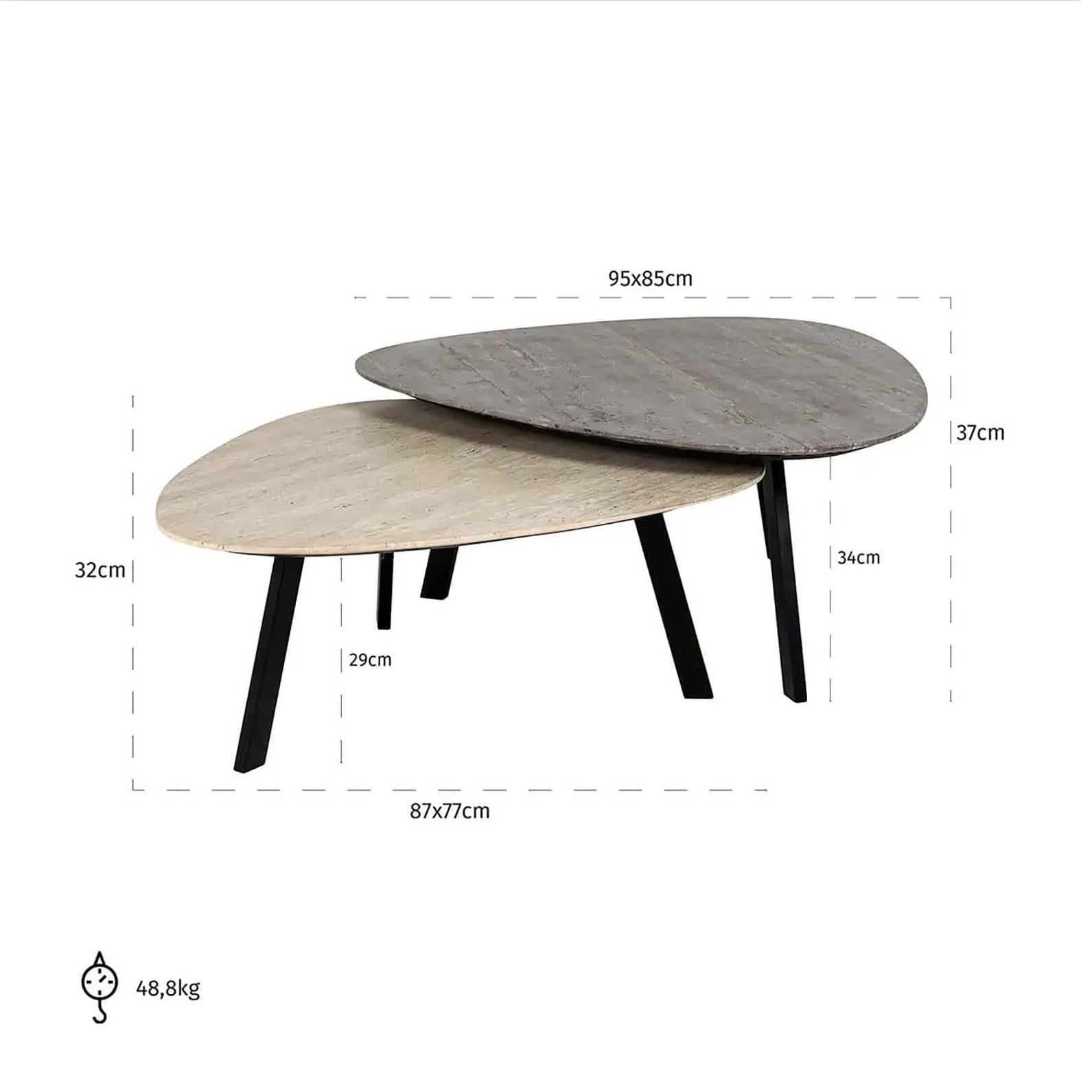 Salontafelset 212373 Spencer B95 x D85 x H37 cm