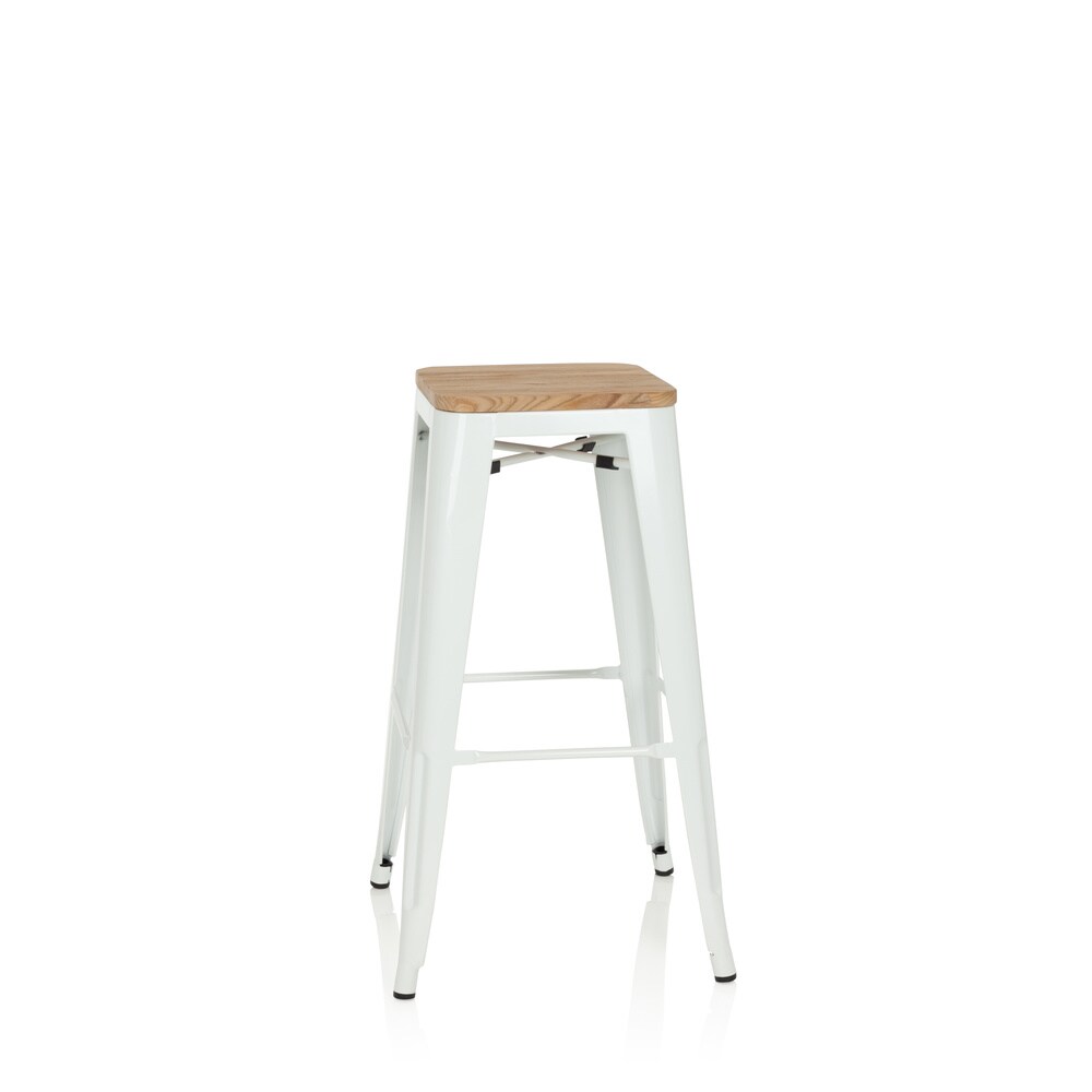 Barhocker VANTAGGIO HIGH W Stahl / Ulmenholz ohne Armlehnen hjh OFFICE