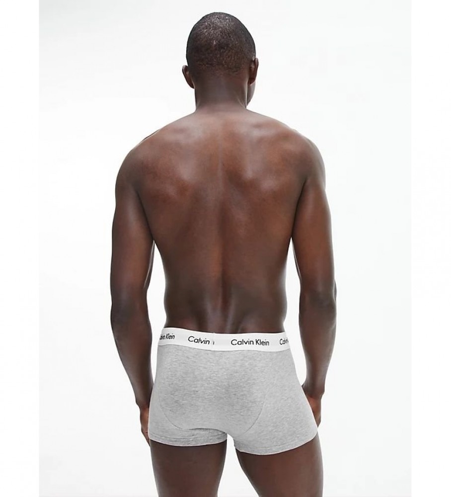 Pacote com 3 Cuecas Boxer Calvin Klein de Cintura Baixa em Algodão Stretch Cinza