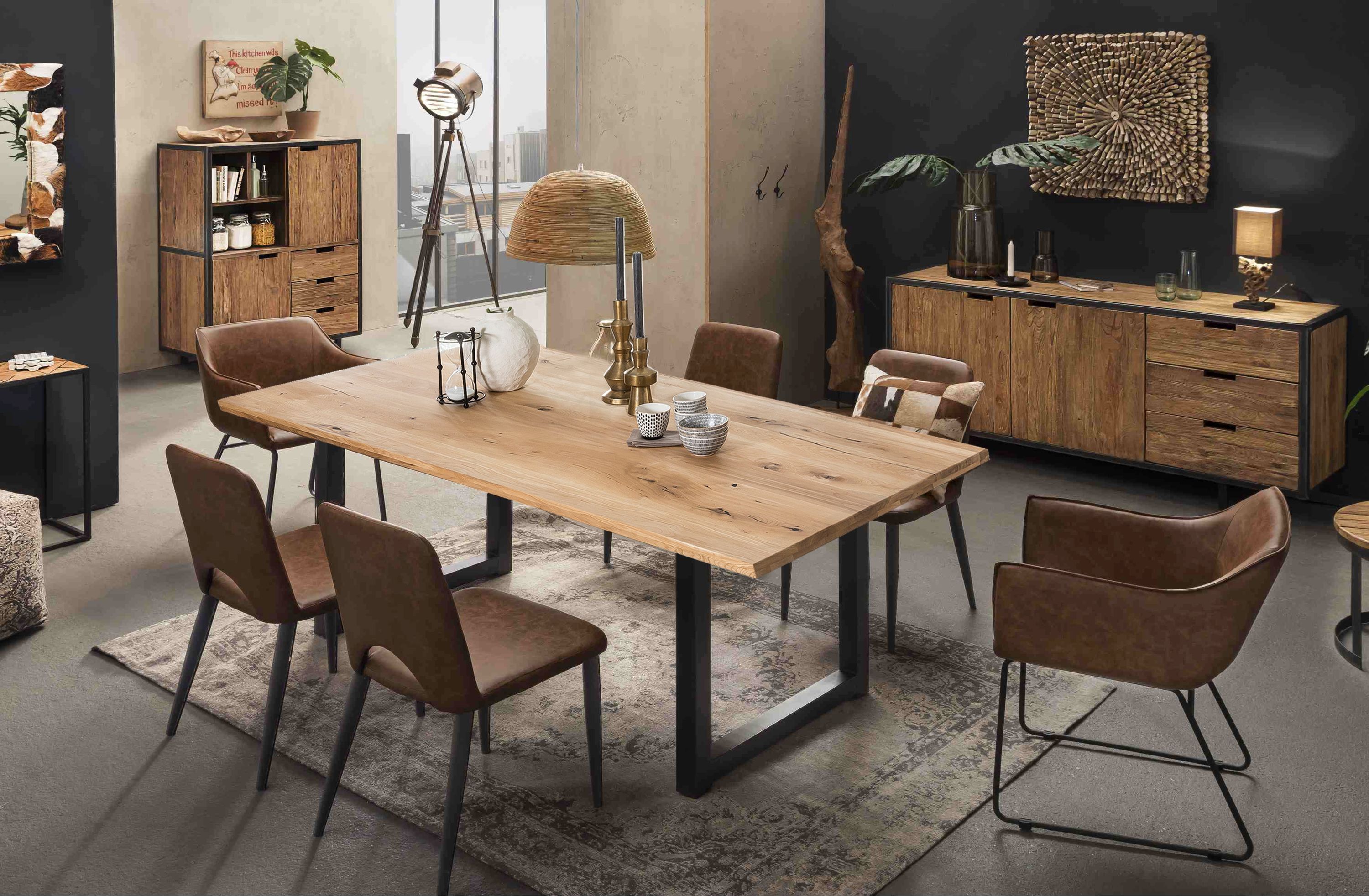 Tisch 180x100 Wildeiche Metall Esstisch Speisetisch Küchentisch Esszimmer Küche