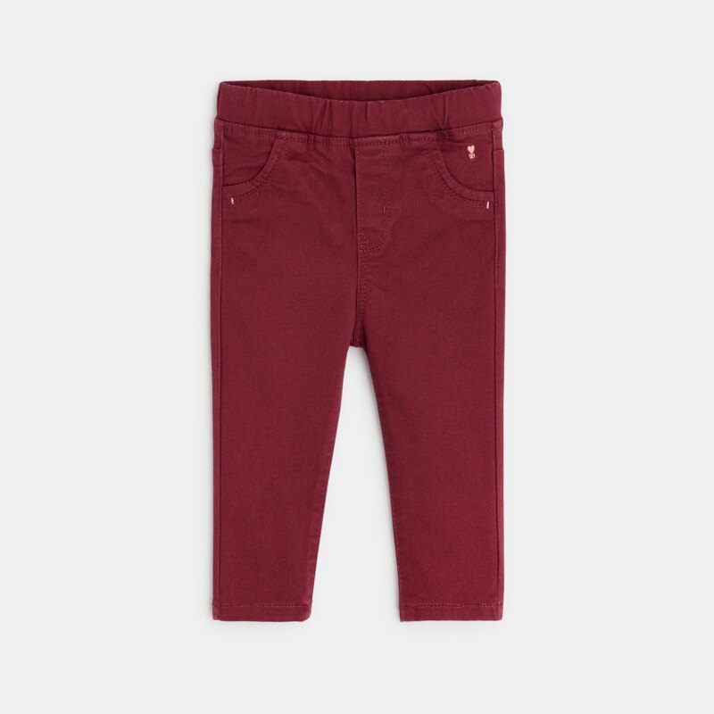 Jegging toile stretch uni violet bébé fille Mauve Violet
