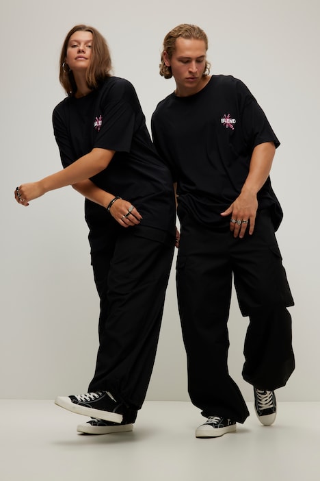 Cargopants, Straight Legs, Elastikbund, Saum-Kordelzug, Unisex