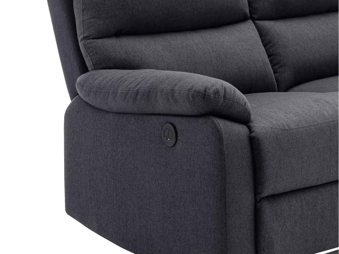 Canapé 2 places relax électrique en tissu gris anthracite LUNANO