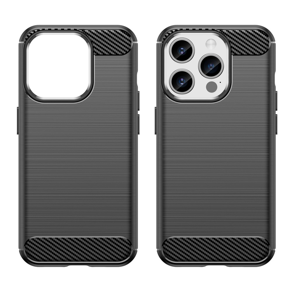 iPhone 15 Pro Gummi Case Schutzhülle Carbon Look - Schwarz