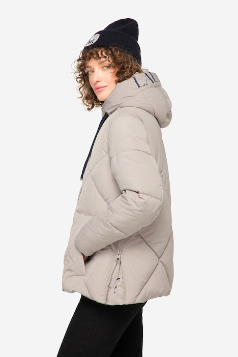 Steppjacke, Laurasøn-Kapuze, verdeckter Zipper, lange Seitenzipper