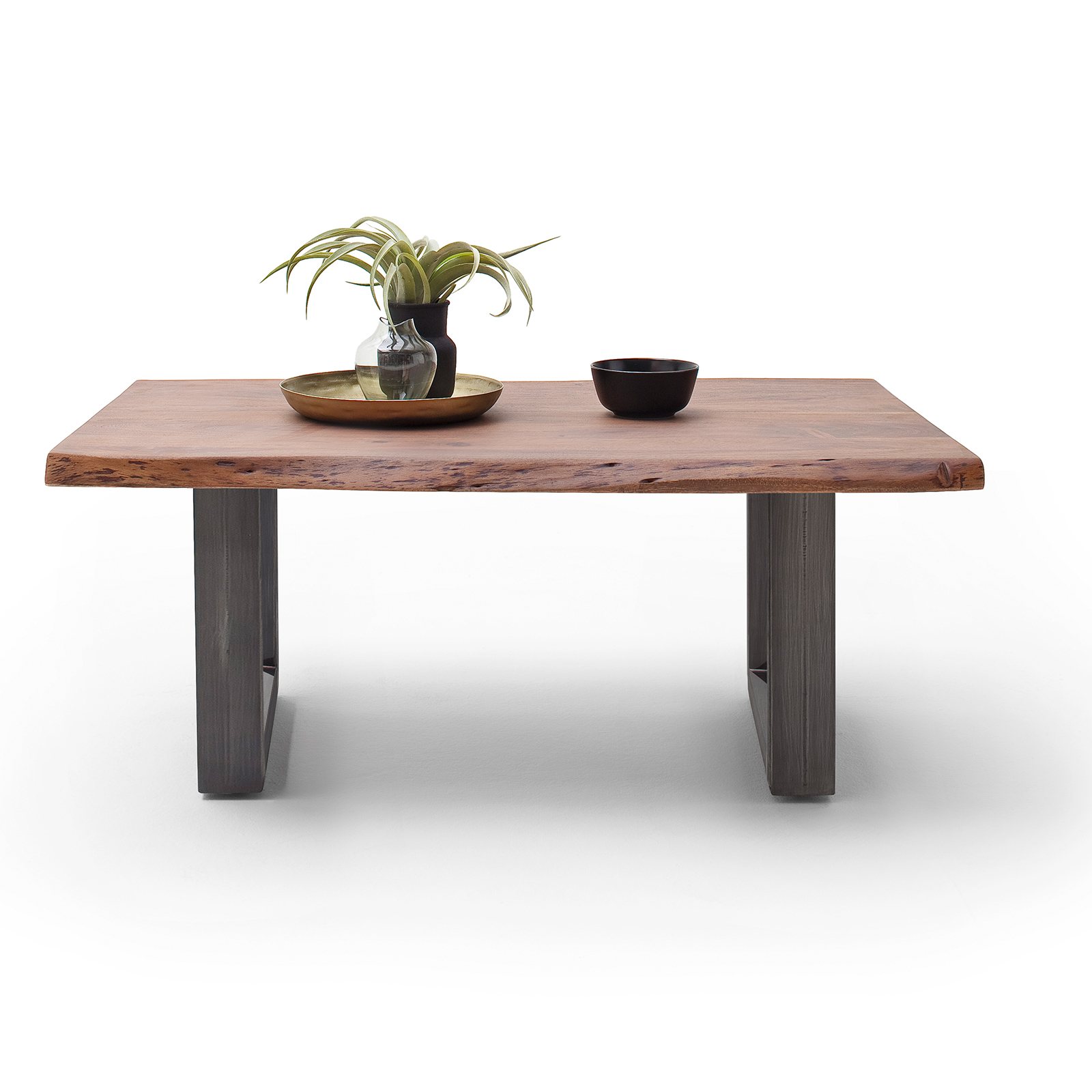 Couchtisch CARTAGENA - Akazie Walnuss-antikgrau - U-Gestell - 110x70 cm