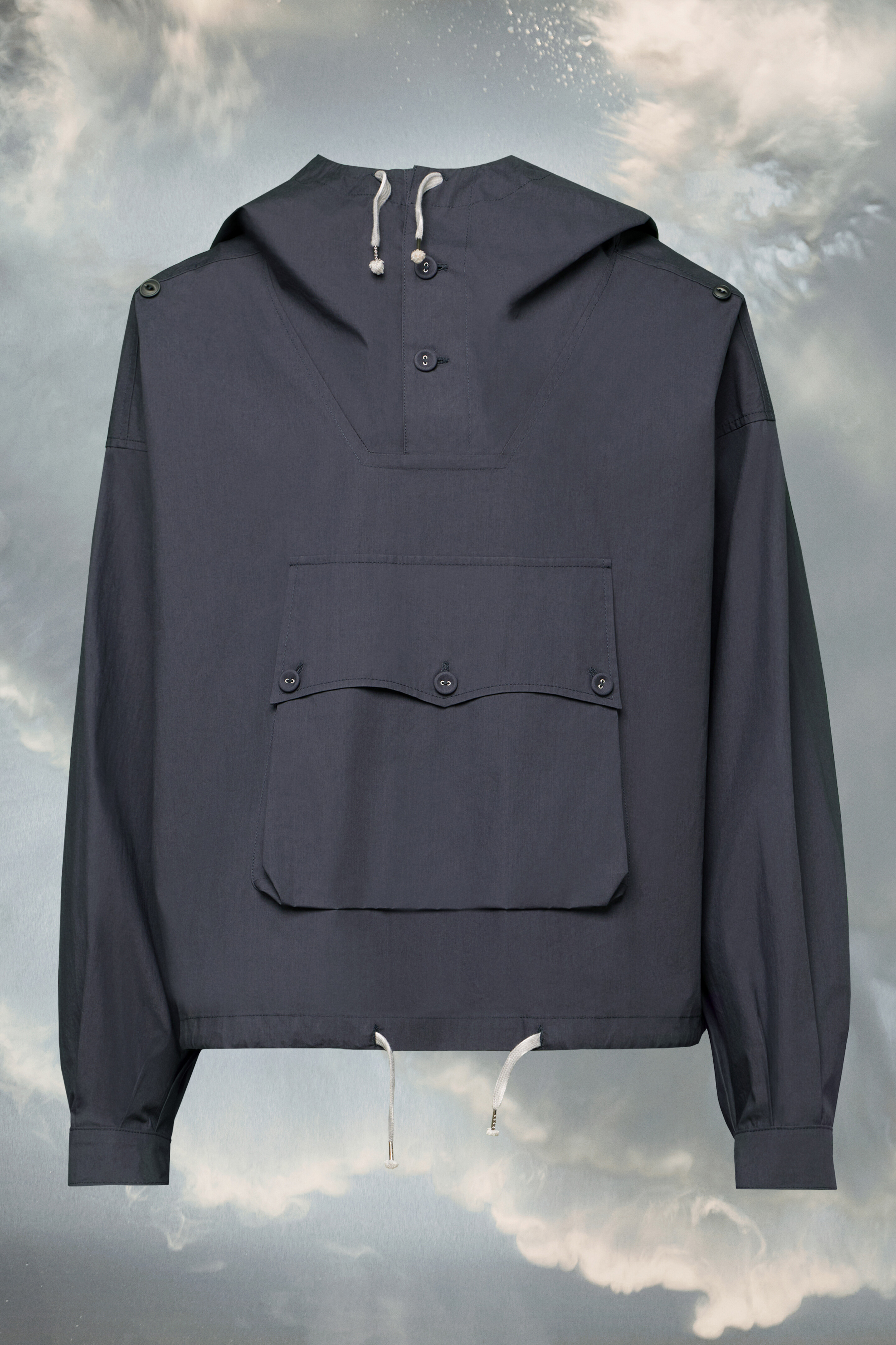 Veste À Capuche En Coton Enduit Noir délavé
