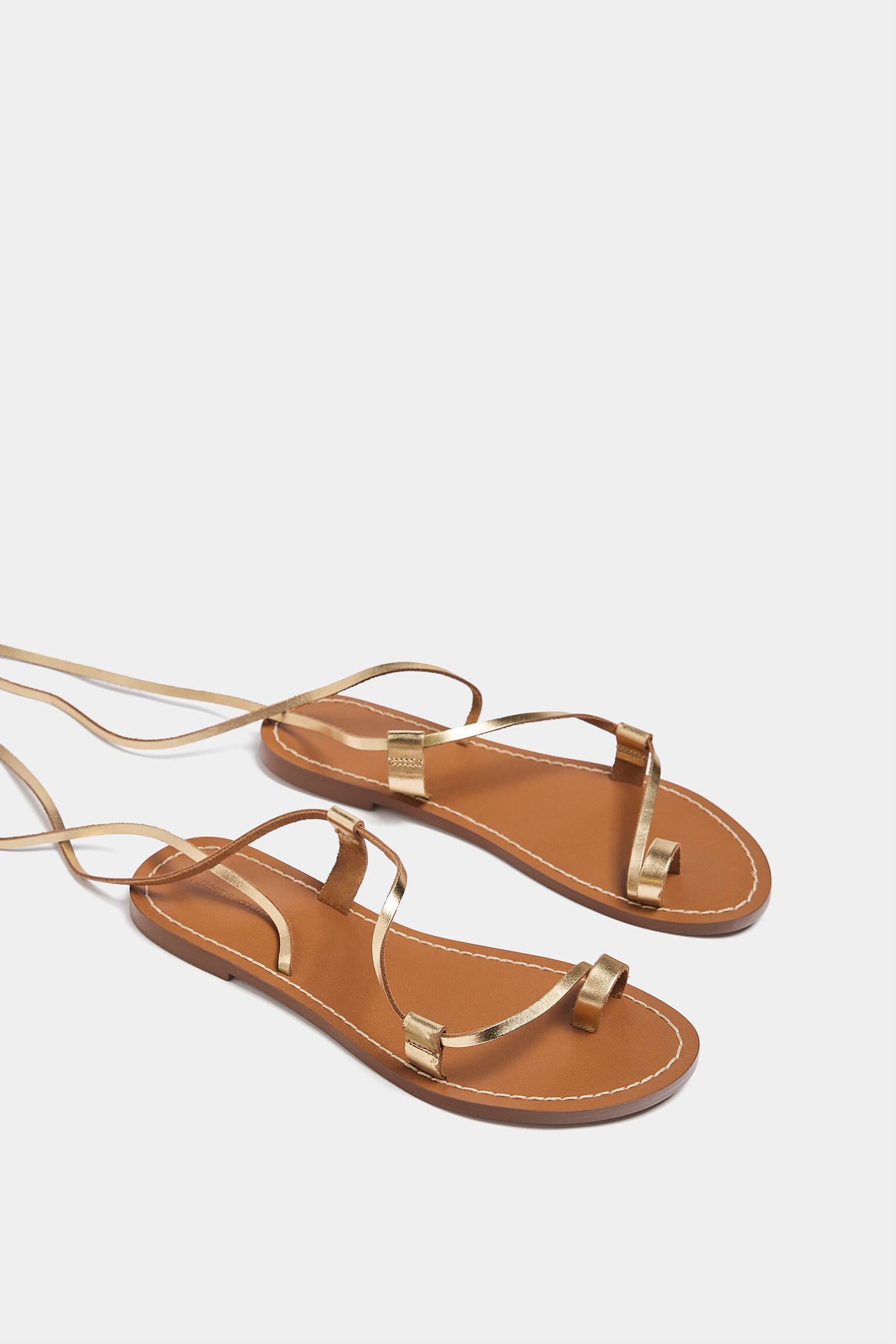 Sandália Gladiadora de Couro - Dourada