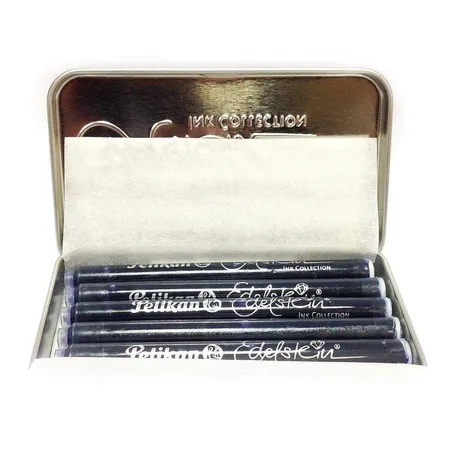 Pelikan Großraum-Tintenpatronen, Edelstein Ink Collection Sapphire im Metalletui, 6 Stück, blau