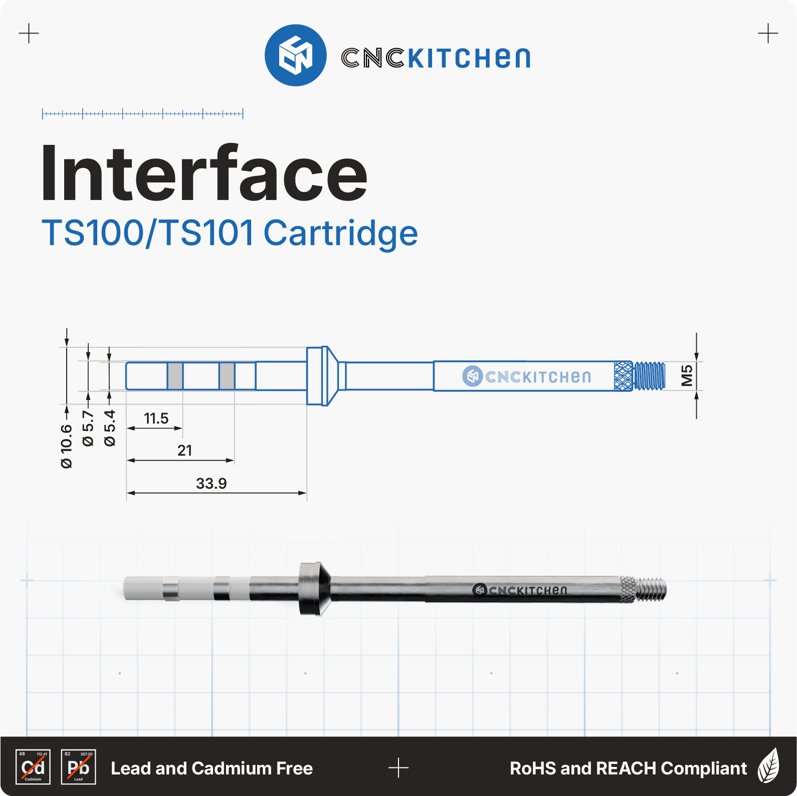 CNC Kitchen  Einschmelzhilfen + TS100 Adapter    Hochwertige Lötspitzen mit Kupfergewinde inkl. Adapter