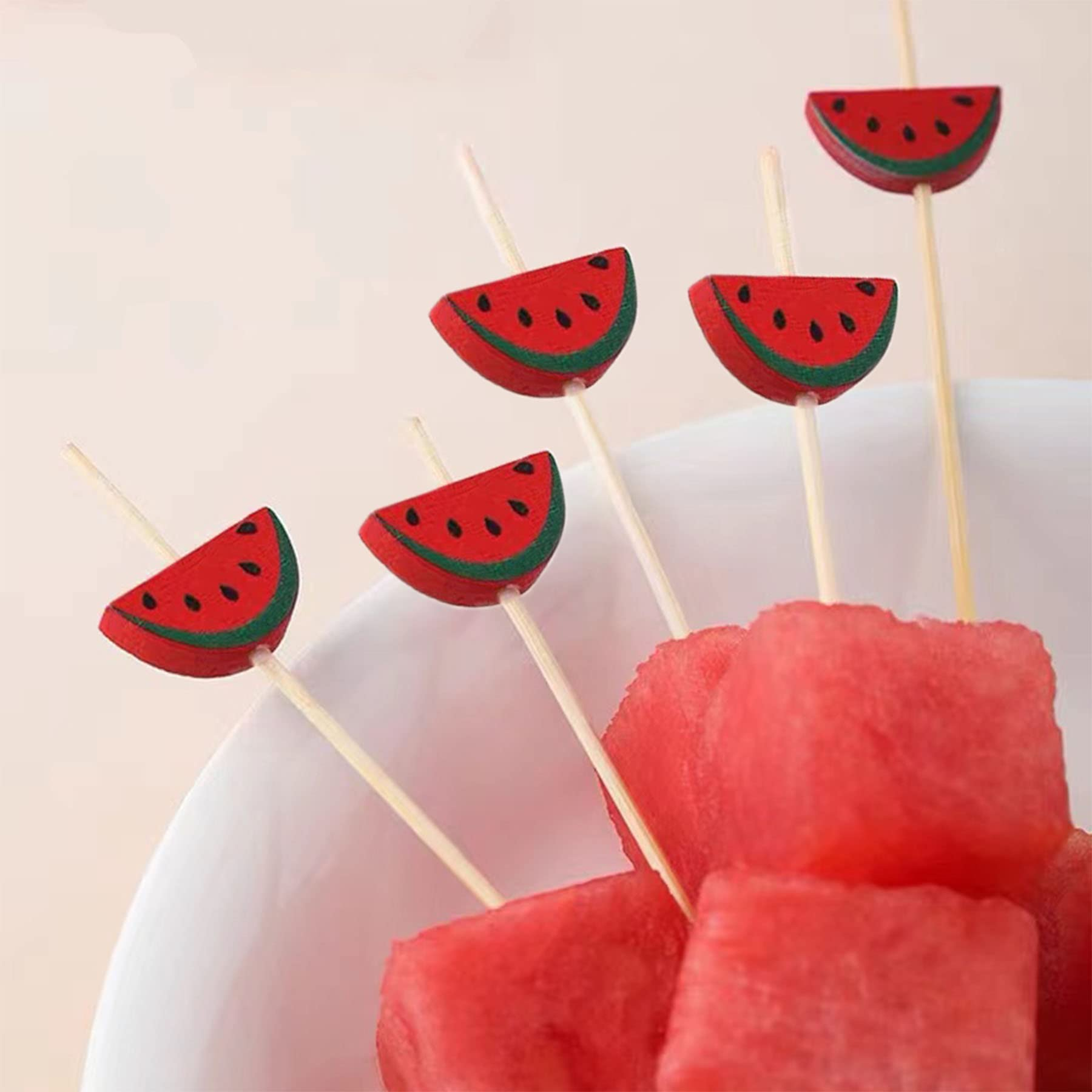 (95er Set) Cocktail Sticks Fingerfood Sommer Party Spiesse Deko Zahnstocher - Melone