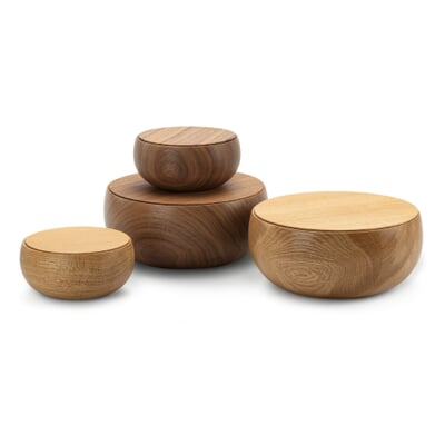 Deckeldose Massivholz, Nussbaum, 11 cm Ø