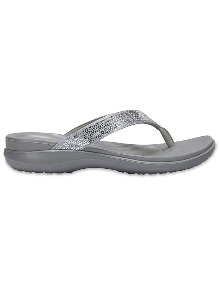 Capri V Sequin Silver Flip Flop