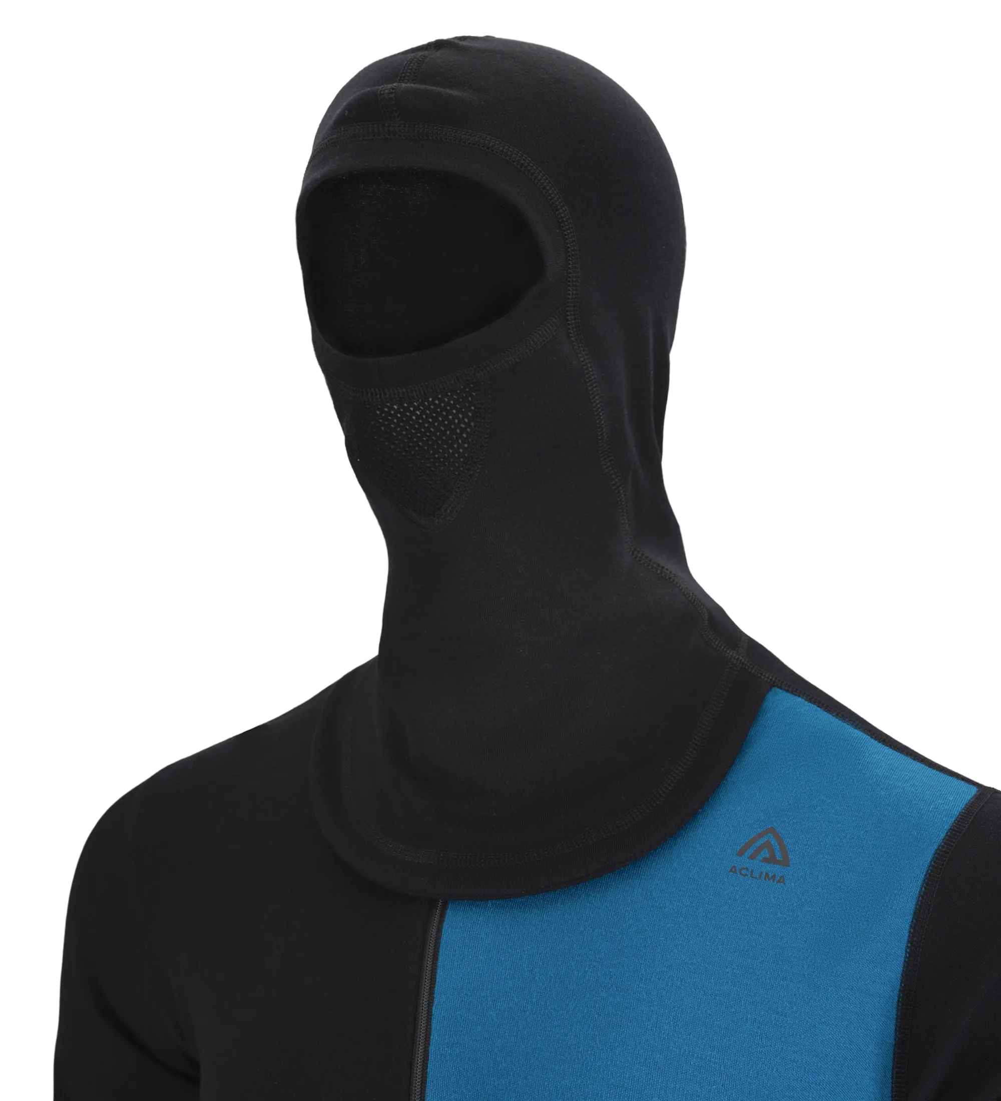 Aclima Men's WarmWool Hoodsweater with Zip Jet Black/Corsair/Gold Flame