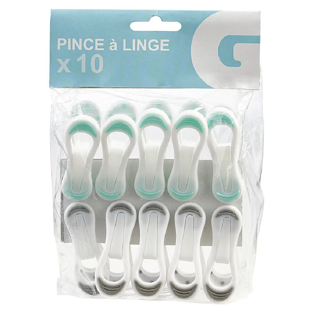 Pince à linge multiusage blanche design multicolore x10
