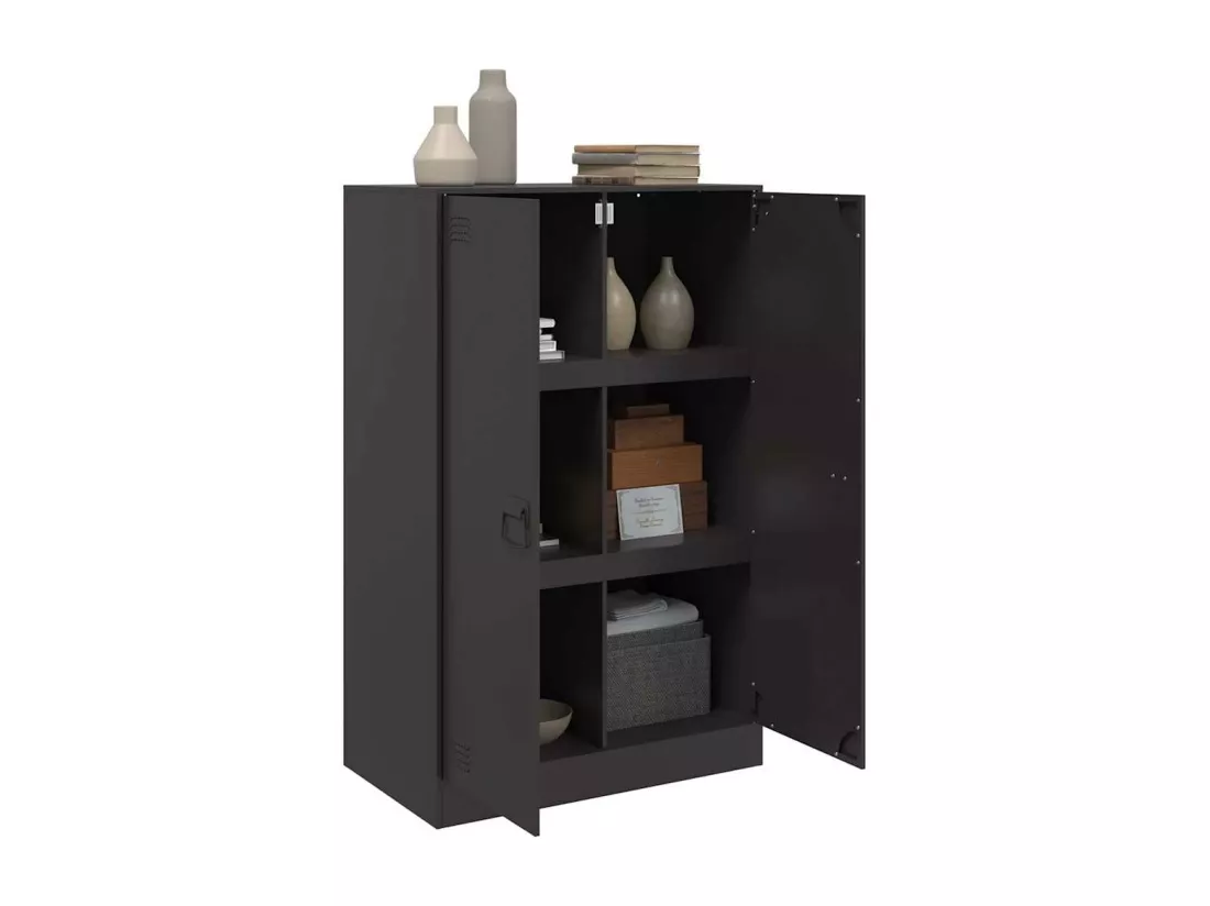 Buffet noir 67x39x107 cm acier