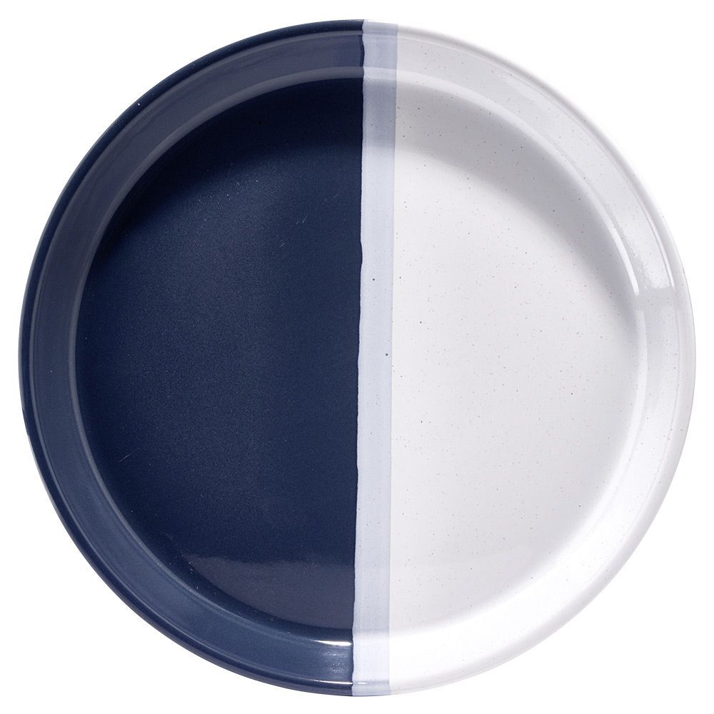 Assiette plate faïence blanc et gris Ø26cm