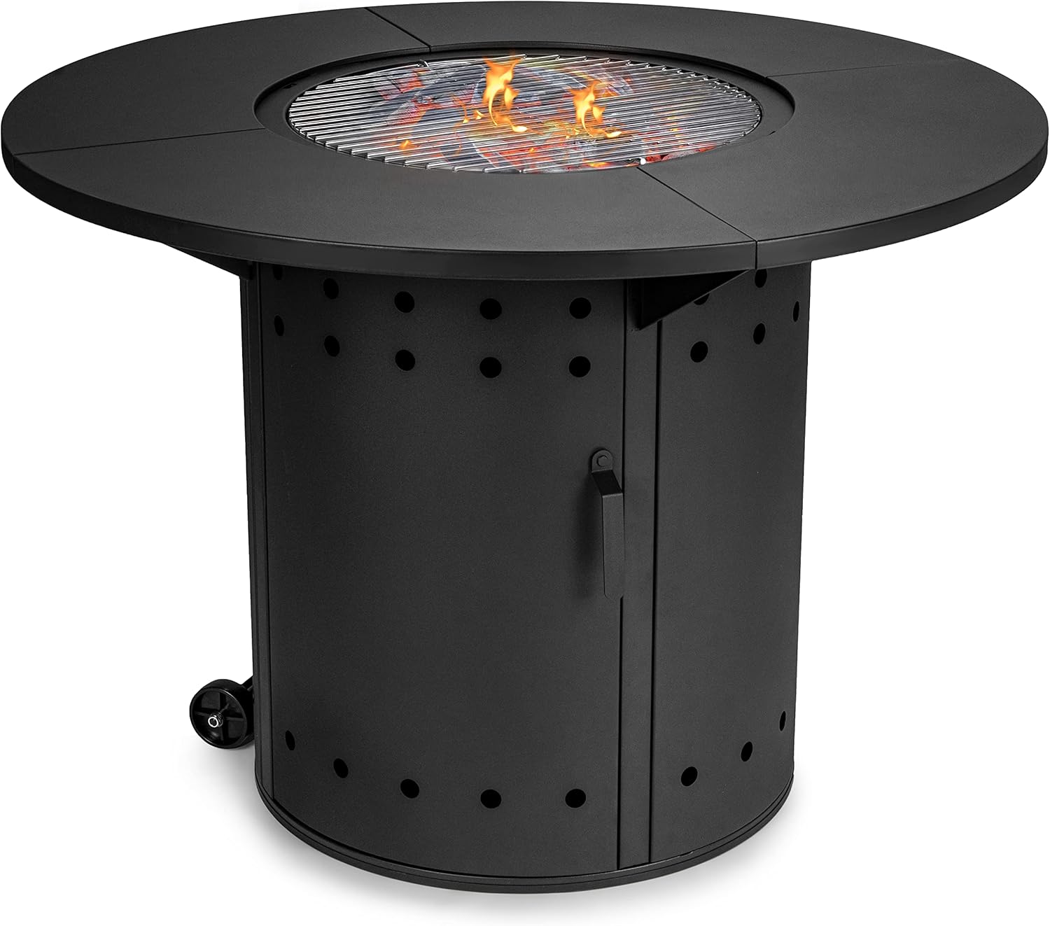 Ambiente Feuertisch Rund, Kohle, Grill, Ambiente inkl. Regenhaube, Grillrost, erweiterbar, Holzkohle, Feuerstelle, BBQ, Schwarz