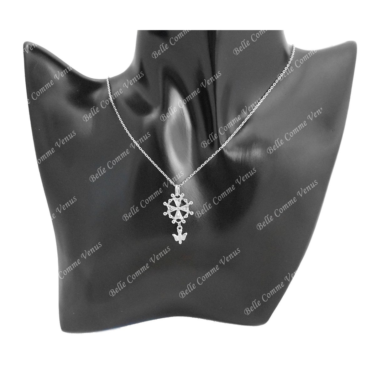 Collier croix Huguenote croix protestante Argent 925 Rhodié