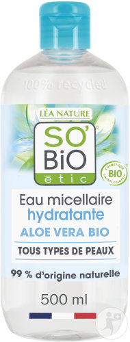 So'Bio Étic Hydra Aloe Vera Eau Micellaire Hydratante Tous Types De Peaux Flacon 500ml