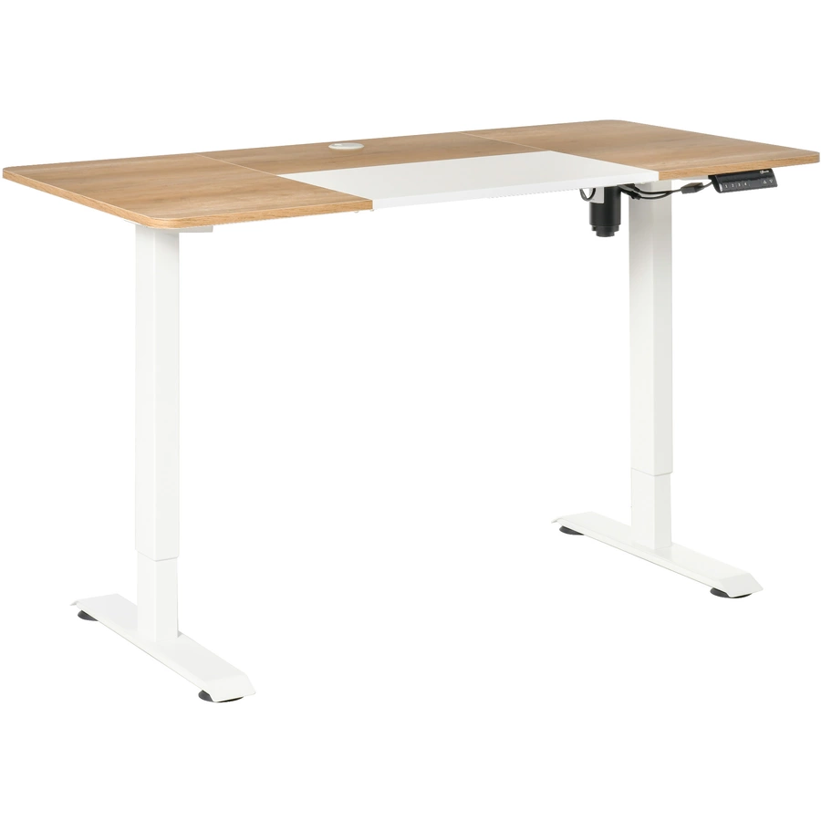 Vinsetto PC-Tisch elektrisch höhenverstellbar, LED-Anzeige WeißNatur