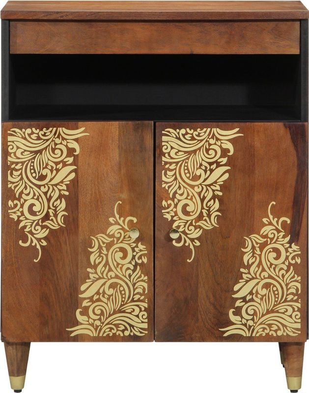 Dressoir - Honingbruin - Massief Acaciahout - Bloemenmotief