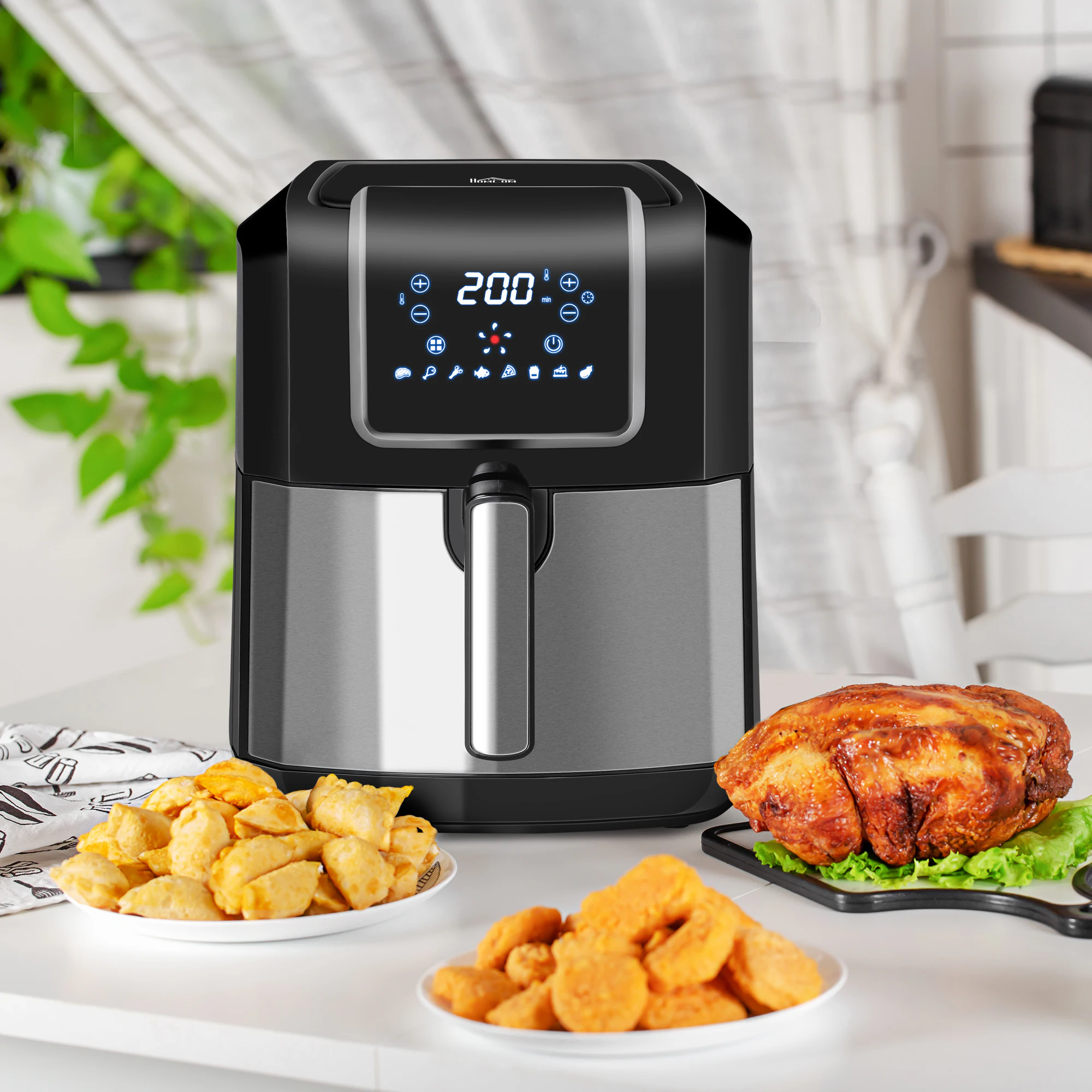 HOMCOM Heißluftfritteuse mit Überhitzungsschutz & mit LED-Anzeige schwarz 36,5L x 29B x 33,8H cm