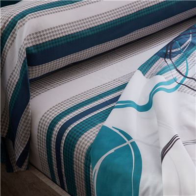 Linge de lit motif cercles et rayures - BECQUET CRÉATION