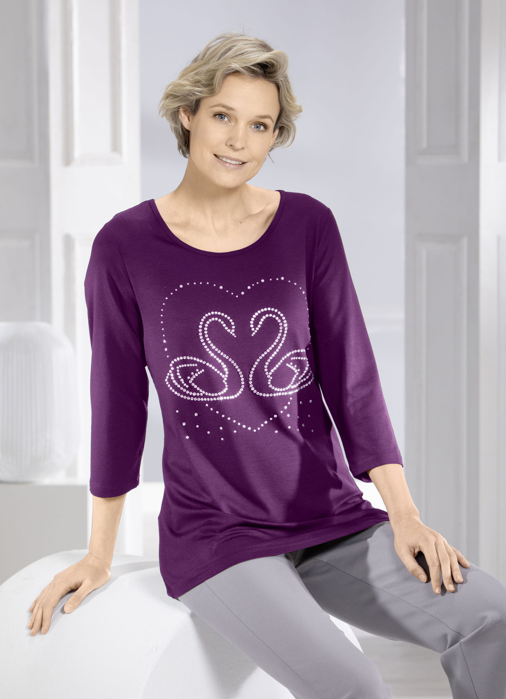 Shirt mit edler Strasszier in 2 Farben