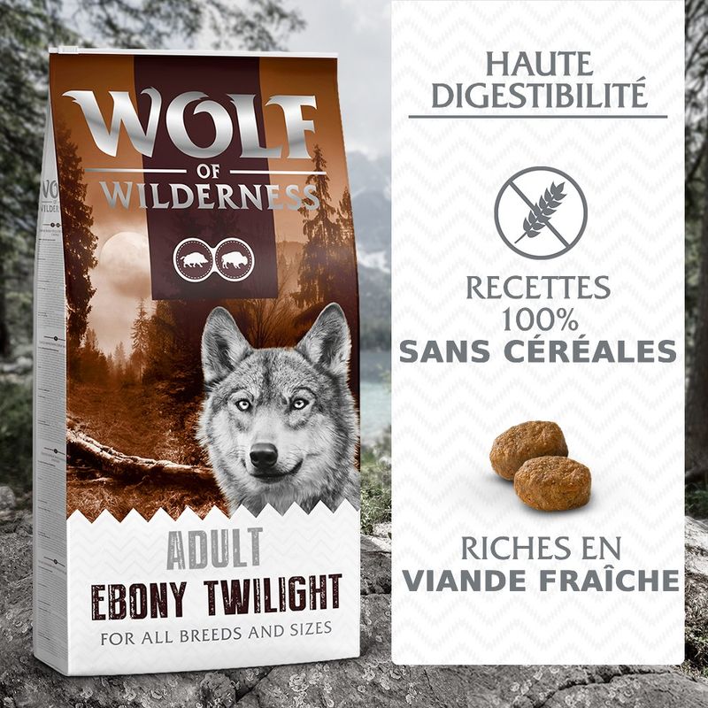Wolf of Wilderness Ebony Twilight, gibier, buffle - sans céréales