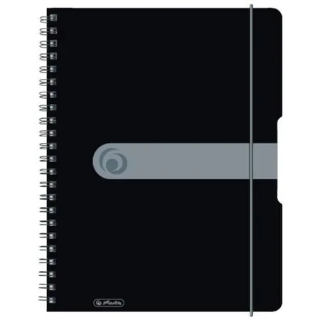 Herlitz Spiralblock A4 to go 80 Blatt Sonderlineatur kariert schwarz