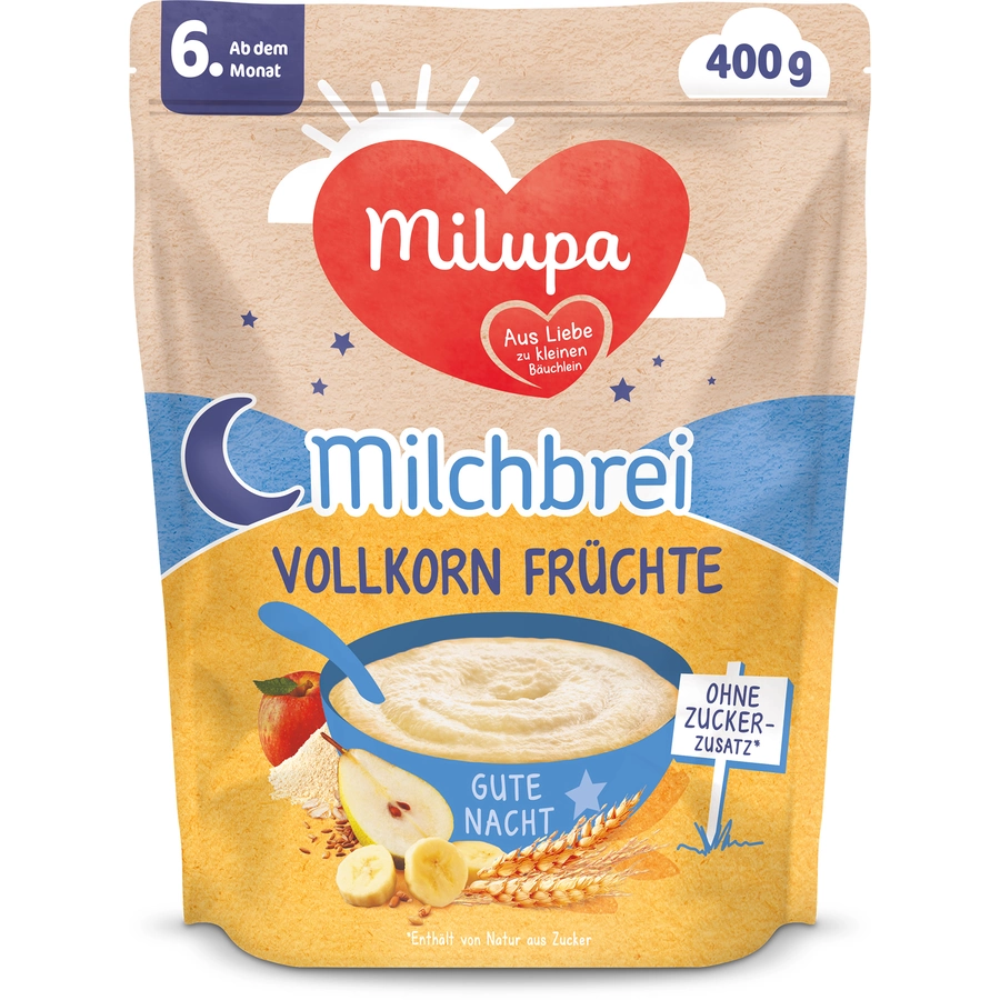 Milupa Milchbrei Vollkorn Früchte Gute Nacht 4 x 400 g ab dem 6. Monat