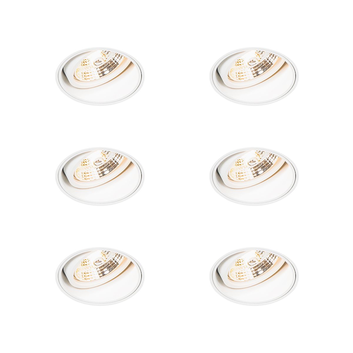 Set van 6 Moderne inbouwspot wit trimless - Impact 70