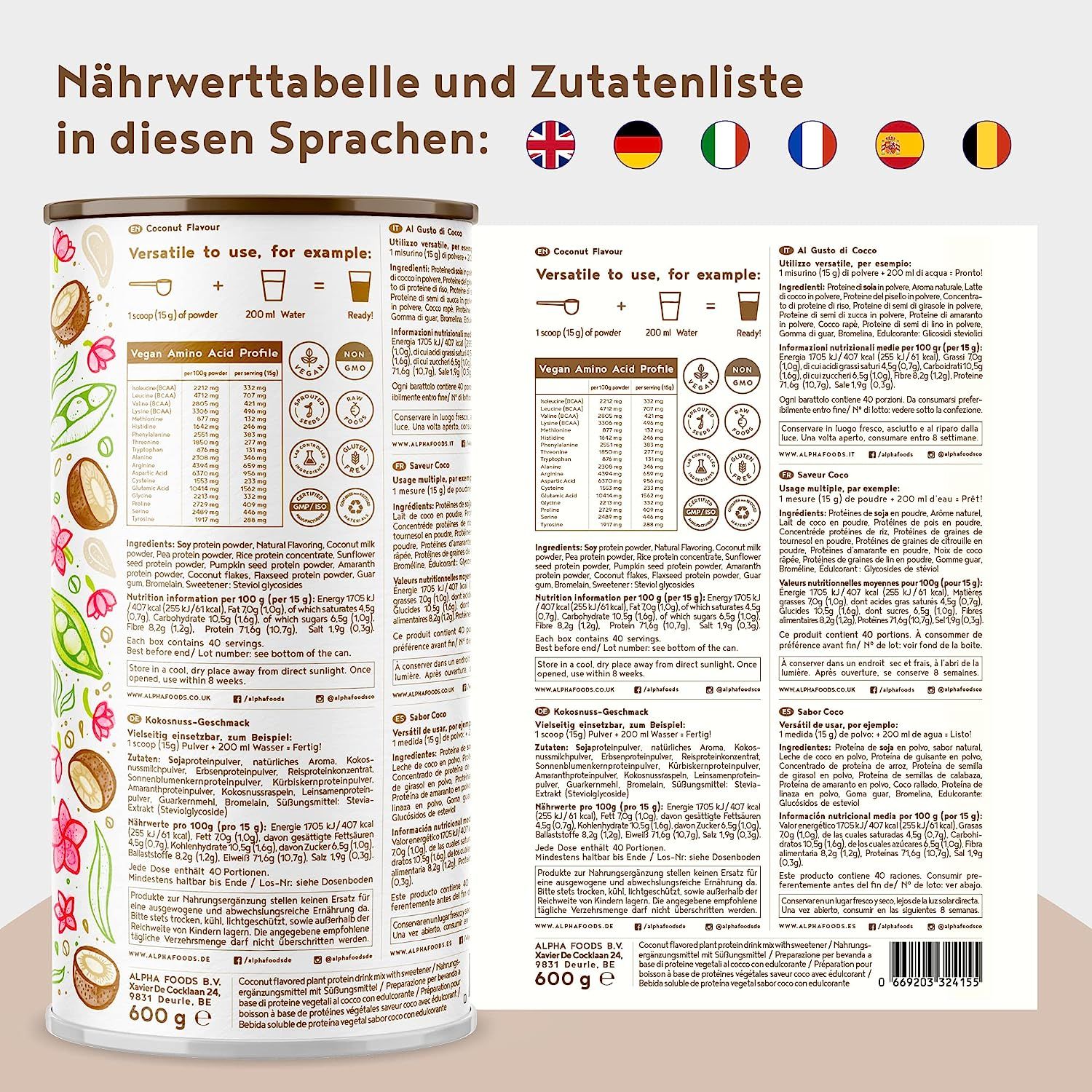 Vegan Protein - KOKOS - Pflanzliches Proteinpulver