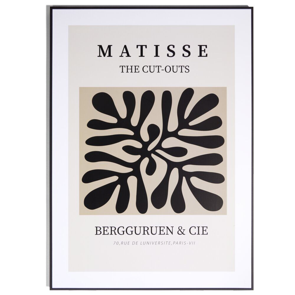Cadre déco en bois inspiration Matisse motif abstrait noir 50x70cm
