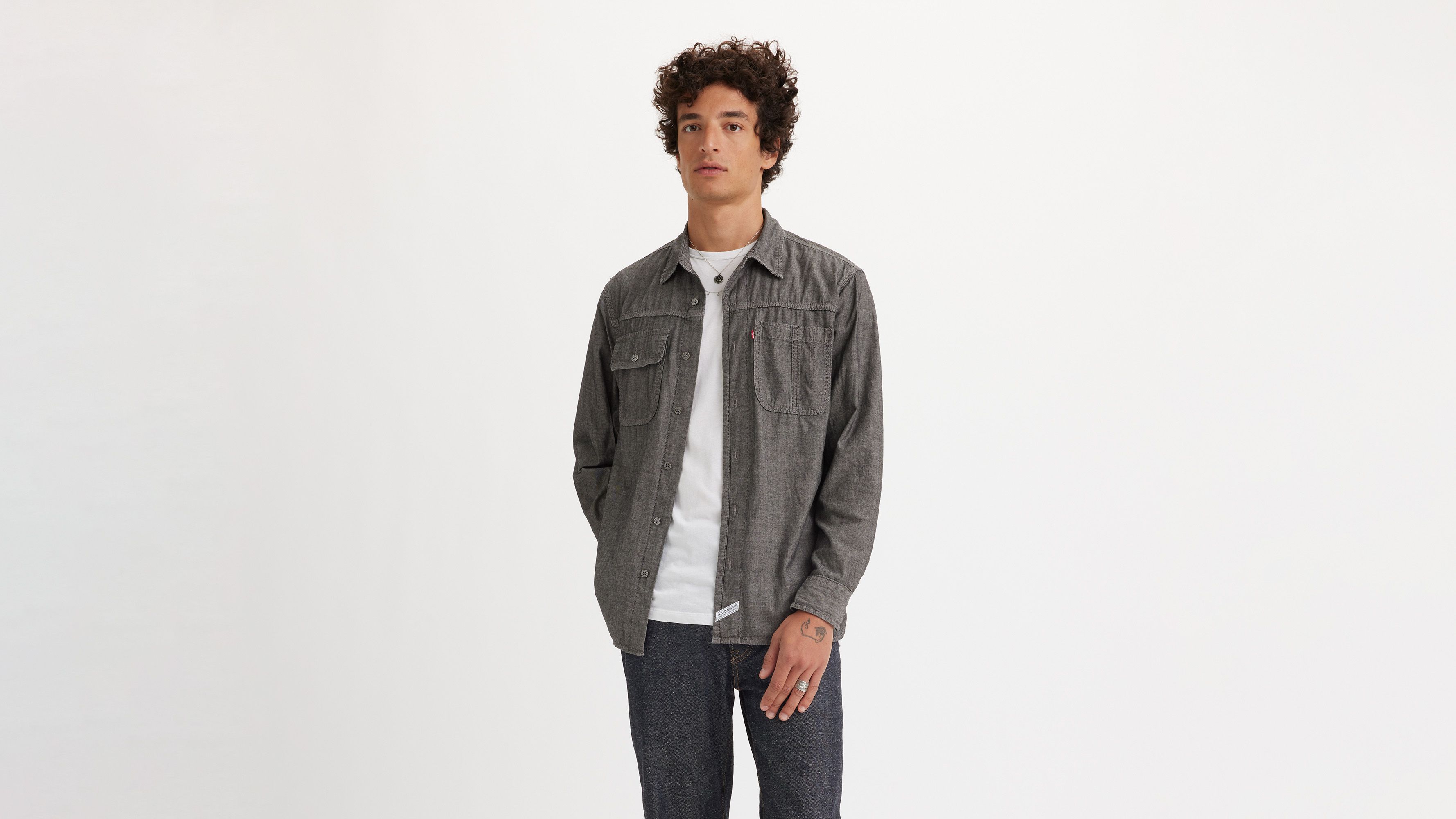 Chemise Worker manches longues Auburn - Riley Black Chambray - Noir
